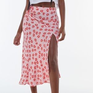 Bershka floral midi skirt with slit